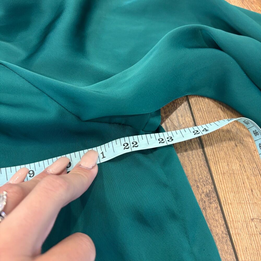 Adam Lippes Collective Green Mock Neck Satin Dress Women's Size 8 Button Luxury - Picture 8 of 9